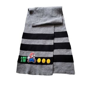 Nintendo Super Mario scarf black and grey stripped scarf, youth